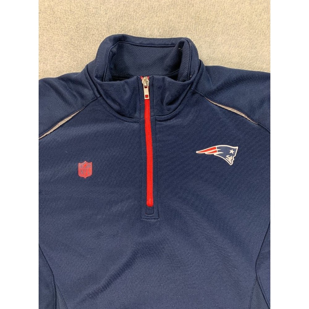 New England Patriots 1/4 Zip Fleece Lined Pullover (Youth Large 14/16) Blue - Picture 2 of 12
